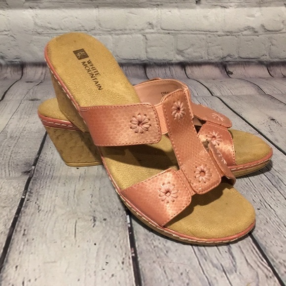 White mountain summer wedges with coral floral and snake print design - Picture 8 of 8